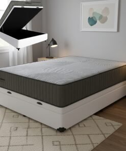 Colchão Casal Exclusive Foam HR 33 + Base Box Baú Corino Branco – ORTOBOM + BIOSTAR