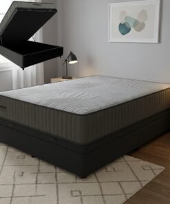 Colchão Casal Exclusive Foam HR 33 + Base Box Baú Corino Preto – ORTOBOM + BIOSTAR