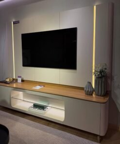 Painel + Rack Santorini Off White/Tauari Fosco – LINEA BRASIL