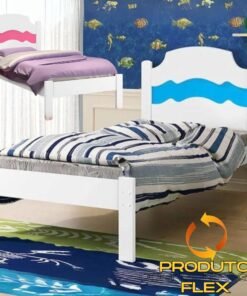 Cama Solteiro Íris Branco/Rosa/Azul - MADEC MÓVEIS