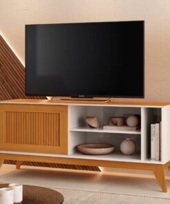 Rack até 55" Aruba Off White/Cedro - EDN MÓVEIS