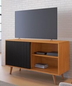 Rack até 43" Carinho Cinamomo/Preto - JCM MOVELARIA
