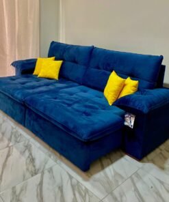 Sofa Retratil e Reclinavel Mexico 2,50 m Azul – LEO DECOR (PROMOÇÃO - LEVE AVARIA)