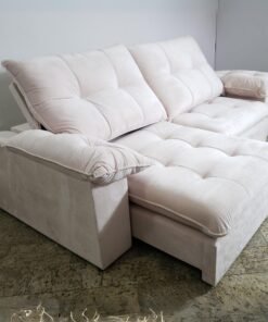 Sofá Retrátil e Reclinável México 2,50 m Bege – LEO DECOR (PROMOÇÃO - LEVE AVARIA)