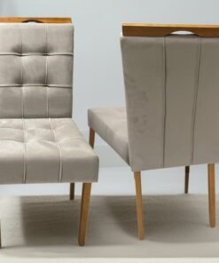 Kit 2 Cadeiras Sophia Veludo Bege 100 - WM DECOR