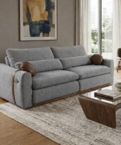 Sofá Cama Retrátil Victoria 2,30 m Linho Cinza - ARCA ESTOFADOS