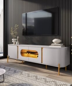 Rack até 75" Juquehy Off White/Naturale - BECHARA