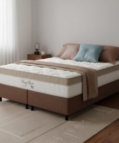 Colchão Queen King Best 28 cm D28 Molas Ensacadas + Base Simples Corino Marrom – ANJOS + ALTO NÍVEL