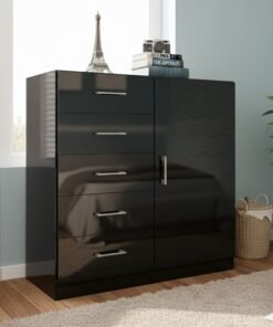 Cômoda 5 Gavetas com Sapateira Miami Preto - FELLICCI