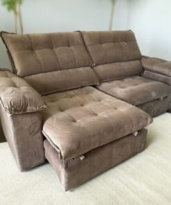 Sofá Retrátil e Reclinável Suíça 2,50 m Capuccino – LEO DECOR (PROMOÇÃO - LEVE AVARIA)
