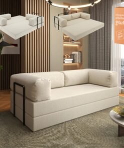 Sofá Cama Light 1,80 m (Expansível) Bouclé Bege 07 – PLUFF SOFÁ NA CAIXA