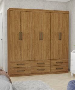 Guarda-Roupa 6 Portas(Sem Espelho/Sem Pés)Dallas 1,53 m Cinamomo - CARIOCA MÓVEIS