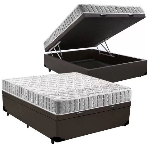 Colchão Casal Orthosono 18 cm D33 + Base Baú Corino Marrom – ANJOS + ALTO NÍVEL - Imagem 2