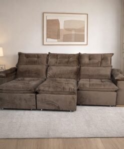 Sofá Retrátil e Reclinável Imperial 2,75 m Veludo Jolie Marrom 05 - IMPERIAL DECOR