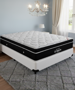 Colchão Casal Elegant Superpocket 28 cm D33 Molas Ensacadas + Base Simples Corino Branco – ORTOBOM + ALTO NÍVEL