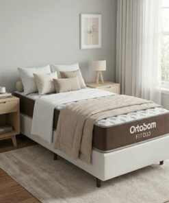 Colchão Solteiro Fit 17 cm D33 + Base Simples Corino Branco – ORTOBOM + BIOSTAR