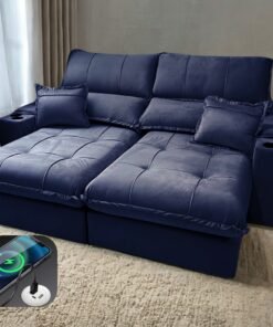 Sofa Retratil e Reclinavel Zeus/Afrodite 2,30 m Azul - ZARAT ESTOFADOS