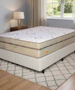 Colchão Queen Toronto 30 cm D28 Molas Ensacadas + Base Simples Corino Branco – ECOTEC + BIOSTAR