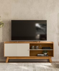 Rack ate 65" Aurum Nature/Off White - LINEA BRASIL