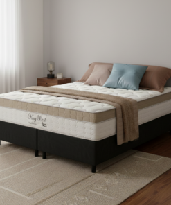 Colchão Queen King Best 28 cm D28 Molas Ensacadas + Base Simples Corino Preto – ANJOS + BIOSTAR