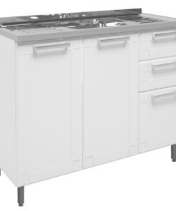 Balcao 2 Gavetas Multipla 6015590 Branco + Tampo Pia -  BERTOLINI