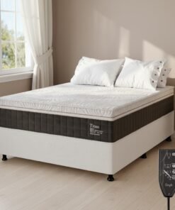 Colchão Casal Massageador Titan/Thor 34 cm D28 Molas Ensacadas + Base Box Simples Corino Branco – VIERO + BIOSTAR
