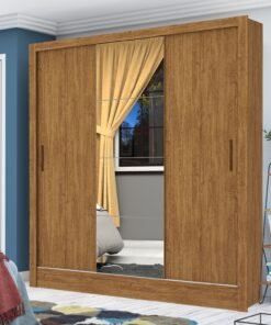 Guarda-Roupa 3 Portas Dubai/Santiago Plus (1 porta espelhada) 1,79 m Cinamomo - CARIOCA MÓVEIS