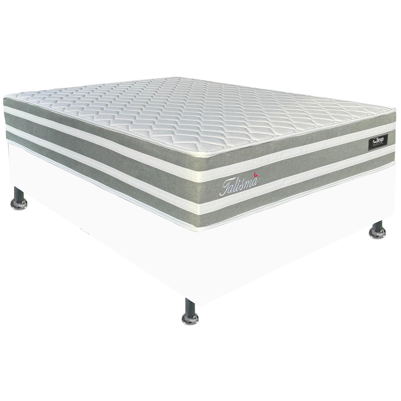 Colchão Casal Talismã 30 cm D28 Molas Ensacadas + Base Simples Corino Branco – DESIGN + ALTO NÍVEL - Imagem 2