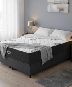 Colchão Queen Star Plus 25 cm D26 Molas Ensacadas + Base Simples Corino Preto – INOVAFLEX + BIOSTAR