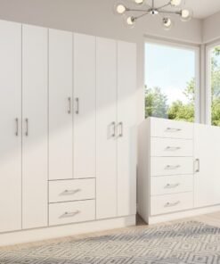 Guarda-Roupa 6 Portas Jamaica 6002 + Cômoda 5 Gavetas Sapateira Miami Branco – FELLICCI