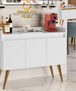 Buffet 3 Portas Gold Branco/Mel/Branco - MOVEIS PRIMUS