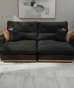 Sofá Retrátil e Reclinável Aquiles/Gran Bello 2,50 m Veludo Preto 111 - ZARAT ESTOFADOS
