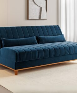 Sofá Cama Luna/Duna 1,80 m Veludo Azul - VIERO MÓVEIS