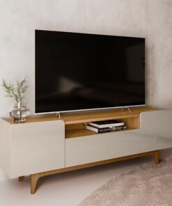 Rack ate 75" Orlando Tauari/Off White Brilho - LINEA BRASIL