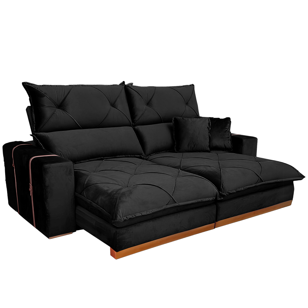 Sofá Retrátil e Reclinável Gran Bello Light 2,30 m Veludo Preto – QUINE ESTOFADOS - Imagem 4