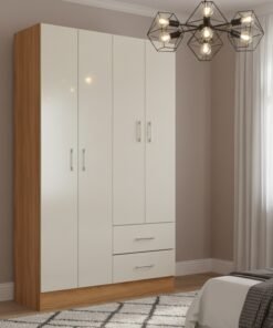 Guarda-Roupa 4 Portas Panamá 4002 0,90 m Cinamomo/Off White – FELLICCI