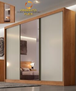 Guarda-Roupa Diamond Plus (1 porta espelhada) 2,412 m Cumaru/Fendi/Cumaru - NOVO HORIZONTE