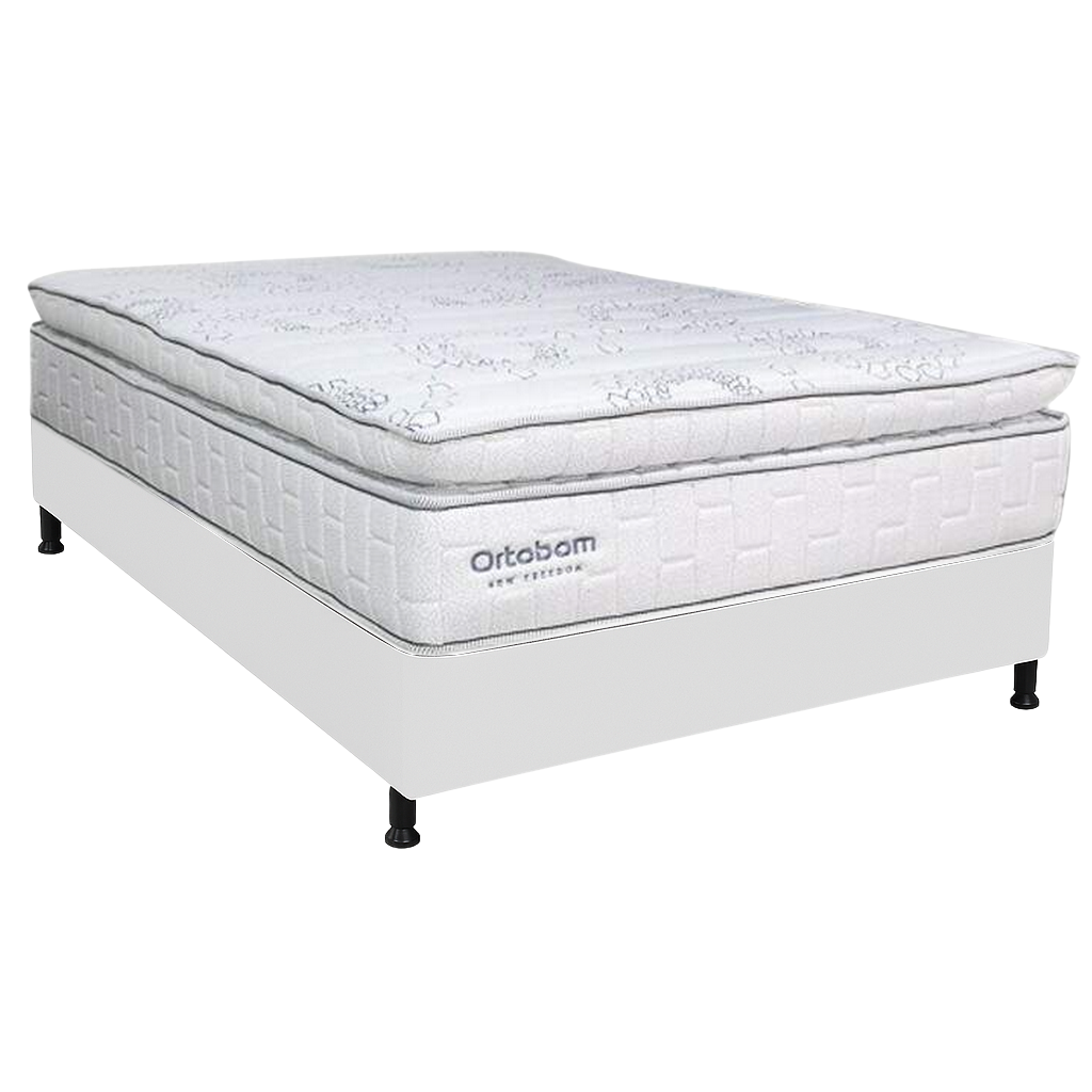 Colchão Casal New Freedom 32 cm D33 Molas Ensacadas + Base Simples Corino Branco – ORTOBOM + ALTO NÍVEL - Imagem 2