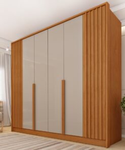 Guarda-Roupa 6 Portas Guarani/Chade Ripado 2,44m Cinamomo/Off White - TCIL
