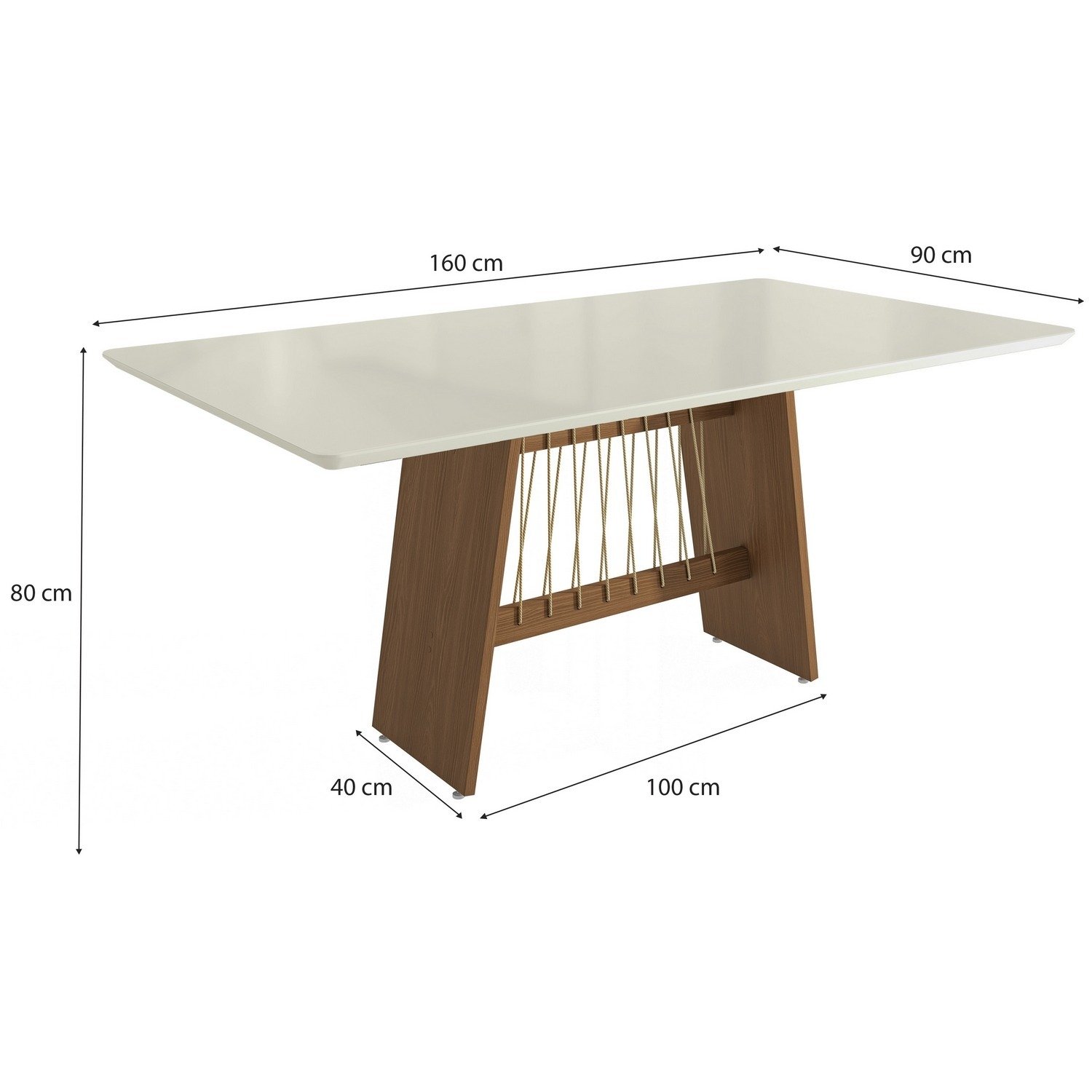 Mesa Damiana BA56 160 Canela/Off White com 6 Cadeiras Ravenna Linho Cinza – KAPPESBERG + GARDIM MÓVEIS - Imagem 5