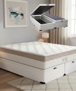 Colchão Queen King Best 28 cm D28 Molas Ensacadas + Base Baú Corino Branco – ANJOS + ALTO NÍVEL