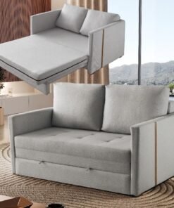 Sofá Cama Dominic Ref.49 1,40 m Linho Cinza 2502-B - LUXURY