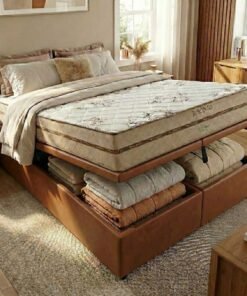 Colchão Queen Toronto 30 cm D28 Molas Ensacadas + Base Baú Corino Marrom – ECOTEC + ALTO NÍVEL