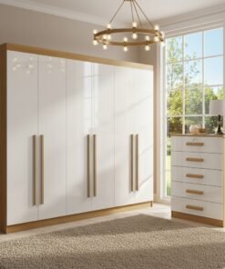 Guarda-Roupa 6 Portas Da Vinci + Cômoda Ipanema Cinamomo/Off White – D’DORO MÓVEIS