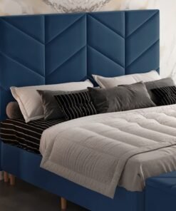 Cabeceira Queen Berlim Veludo Azul B024 - LARMOVEIS/TREVO ESTOFADOS