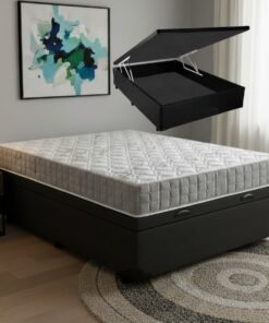 Colchão Casal Orthosono 18 cm D33 + Base Baú Corino Preto – ANJOS + BIOSTAR