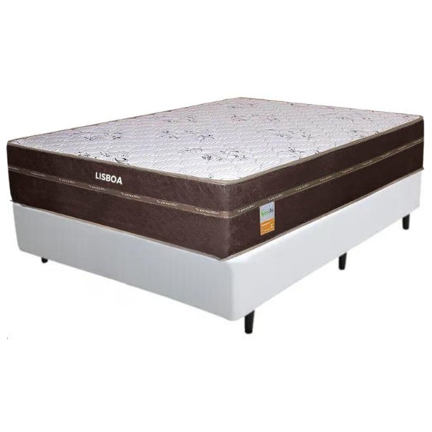 Colchão Casal Lisboa 24 cm D28 Molas Ensacadas + Base Simples Corino Branco – ECOTEC + ALTO NÍVEL - Imagem 2