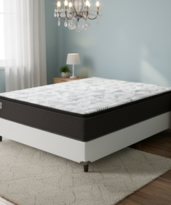 Colchão Casal Ravena 33 cm D26 Molas Ensacadas + Base Simples Corino Branco – UMAFLEX + ALTO NÍVEL