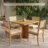 Mesa Pérola 90 Imbuia Mel (Tampo Viena s/vidro) com 4 Cadeiras Lola Linho Areia A085A – CARVALHO DECOR + KAPPESBERG