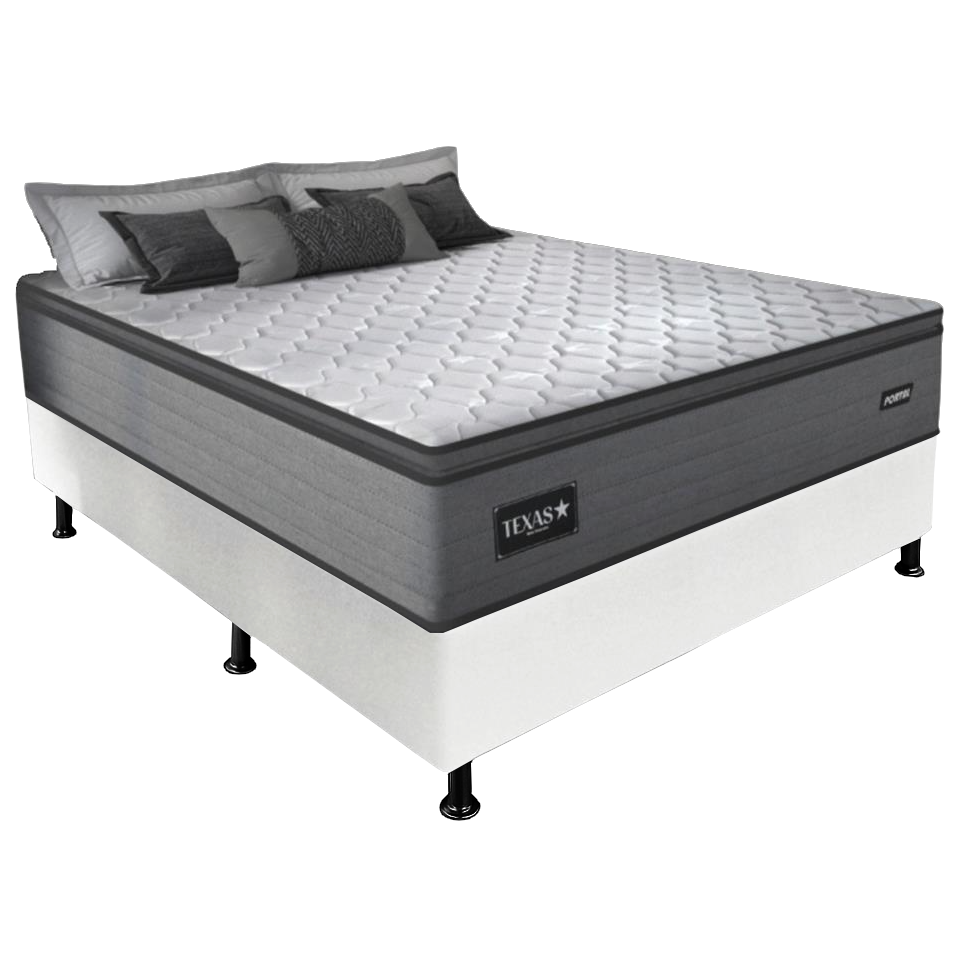 Colchão Casal Texas 29 cm D28 Molas Ensacadas + Base Simples Corino Branco – GAZIN + ALTO NÍVEL - Imagem 5